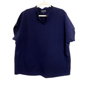 Mandala | Women's Navy Blue V-Neck Mandarin Dolman Scrubs Top (Size XL)